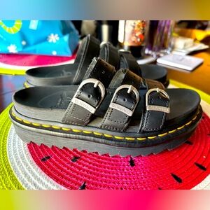 Dr. Martens Black Leather Sandals with Chunky Sole